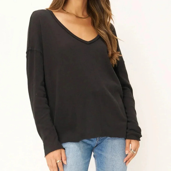 Project Social T Oversized Black Pullover Sweater Long Sleeve Button Down Back S - Picture 1 of 8